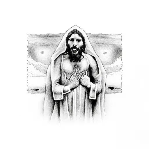 crying blood jesus at the gallows tattoo design idea