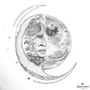 moon and sun line  tattoo design idea