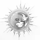 moon and sun line  tattoo design idea