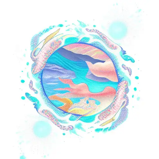day and night  ocean theme  tattoo design idea