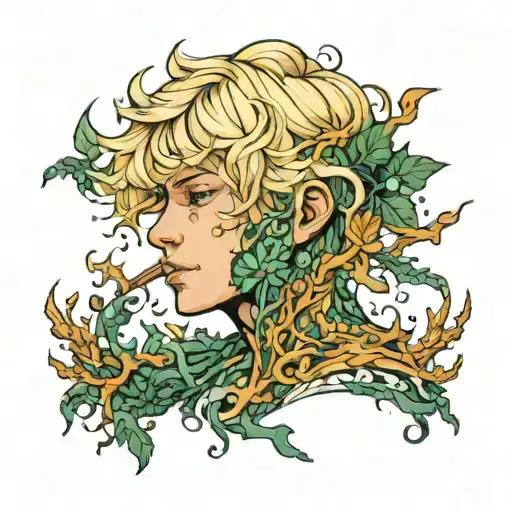 blonde boy dressed in seaweed  tattoo design idea