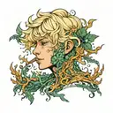 blonde boy dressed in seaweed  tattoo design idea