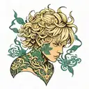 blonde boy dressed in seaweed  tattoo design idea