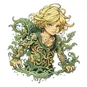 blonde boy dressed in seaweed  tattoo design idea