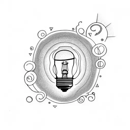 light bulb with sea waves tattoo design idea