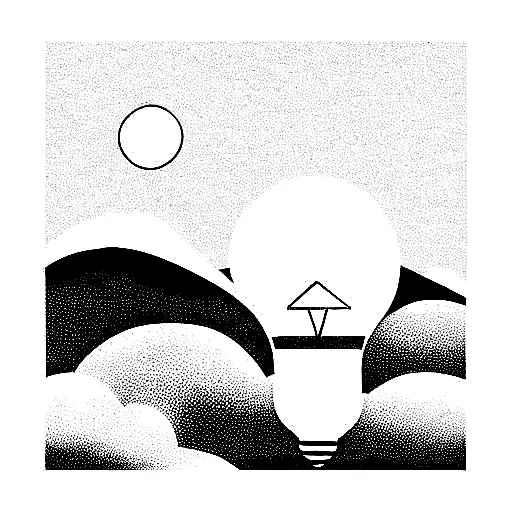 light bulb with sea waves tattoo design idea