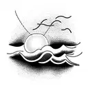 light bulb with sea waves tattoo design idea