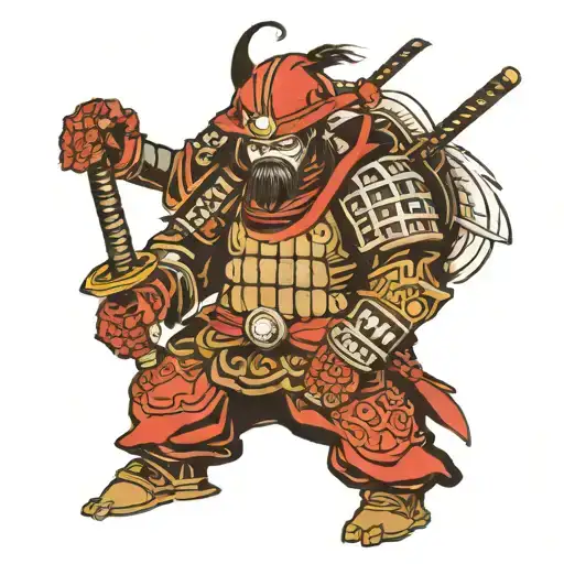 samurai in tactical commando outfit tattoo design idea