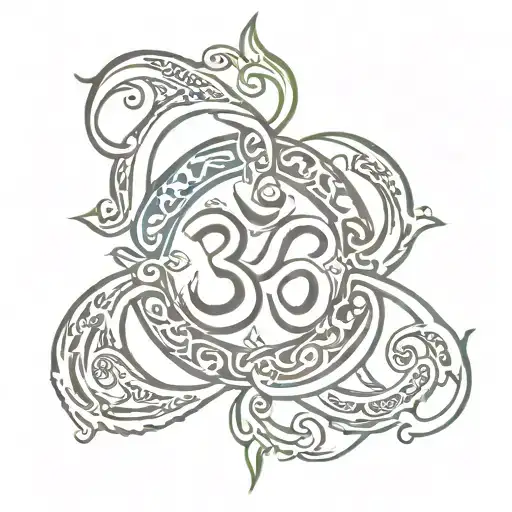 Tibetan OM syllable Cyber tribal style (without mandala) only writing  tattoo design idea