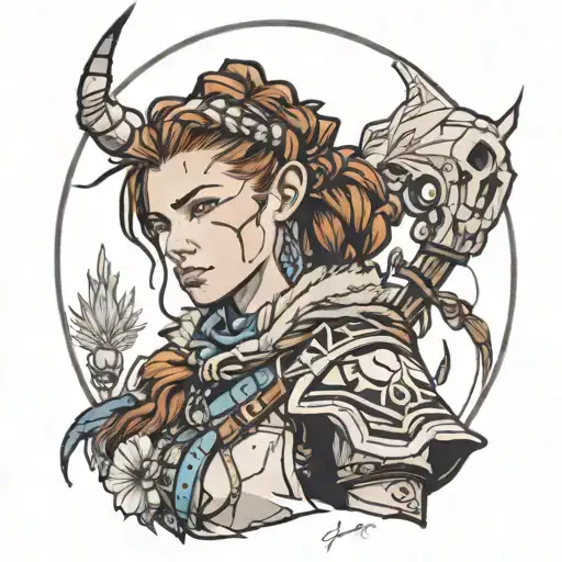 Aloy Horizon zero dawn tattoo design idea