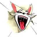 mouth with long tongue an sharp teeth and one eye in top of it tattoo design idea