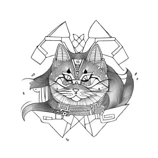 Samurai cat tattoo design idea