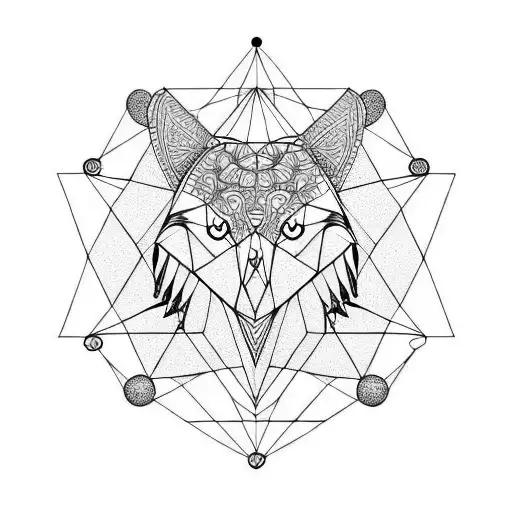 philosopher sacred geometry crow cat tattoo design idea