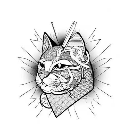 Samurai cat tattoo design idea