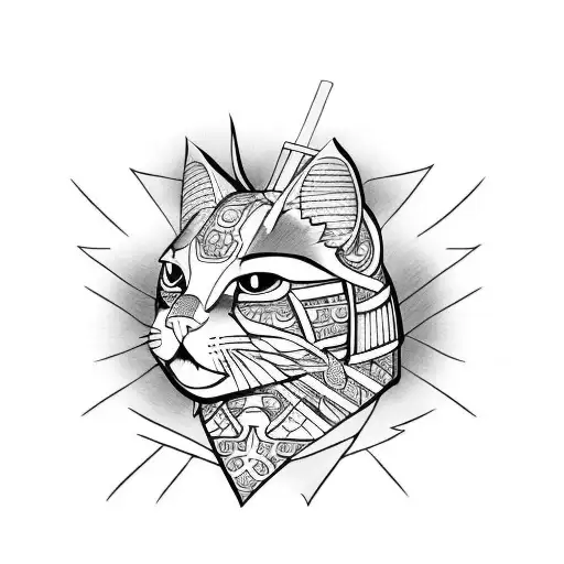 Samurai cat tattoo design idea