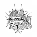 Samurai cat tattoo design idea