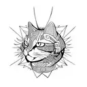 Samurai cat tattoo design idea
