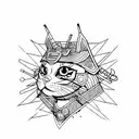 Samurai cat tattoo design idea