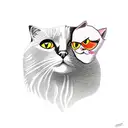 a cat and a crow and a philosopher tattoo design idea