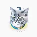 a cat and a crow and a philosopher tattoo design idea