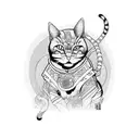 Samurai cat sacred tattoo design idea