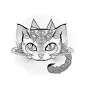 Samurai cat sacred tattoo design idea