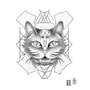 Samurai cat sacred tattoo design idea