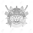 Samurai cat sacred tattoo design idea