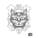 Samurai cat sacred tattoo design idea