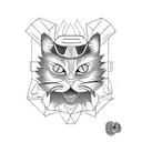 Samurai cat sacred tattoo design idea