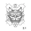 Samurai cat sacred tattoo design idea