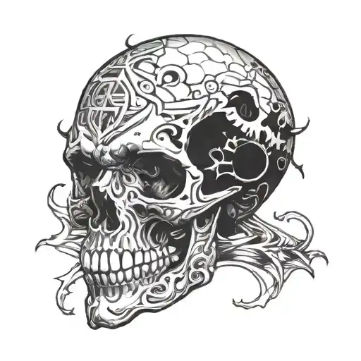 skull tattoos in the style of underground and anime мужские and aggressive black and white tattoo design idea
