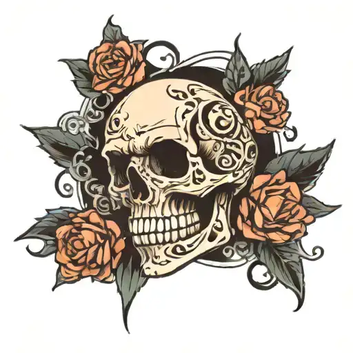 skull tattoos in the style of underground and anime tattoo design idea