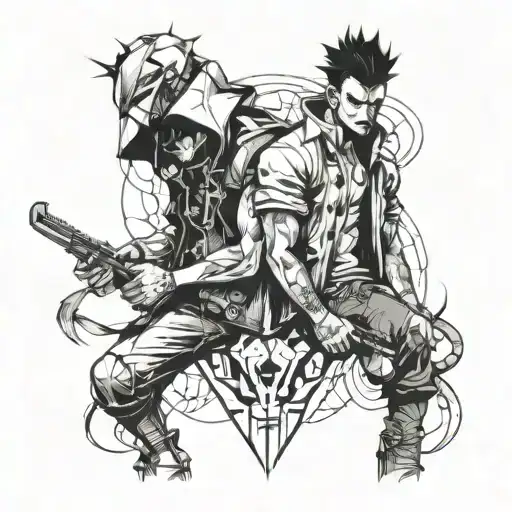 men's sketches in the underground style and anime tattoo design idea