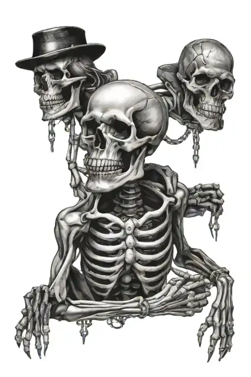 bdsm tri skeleton tattoo design idea