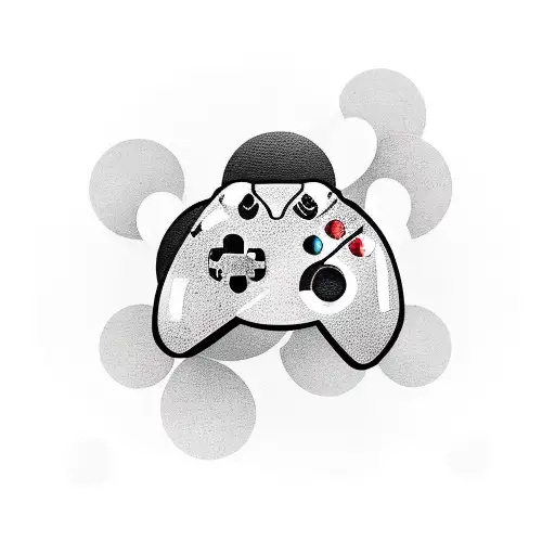 A small oriental-inspired tattoo of a gaming controller tattoo design idea