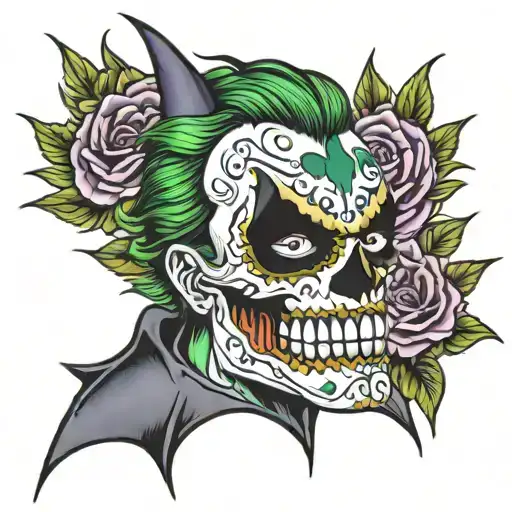Batman Joker Sugarskull tattoo design idea