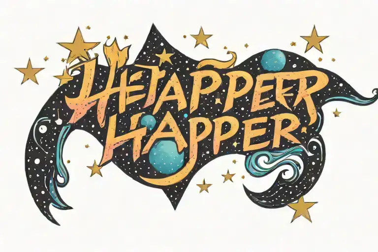 the name HARPER With stars and galaxies tattoo design idea