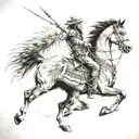 Beautiful Native American hunter riding a horse tattoo design idea