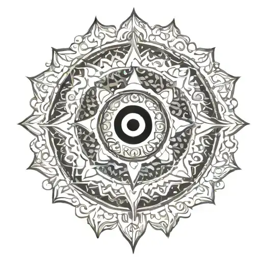 mandala mahamrityunjay mantra with third eye tattoo design idea