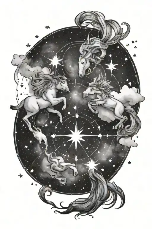 Sagittarius, Leo and Pisces constellation tattoo design idea