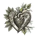 A realistic heart intertwined with a family tree, symbolizing the strong bond between family members tattoo design idea