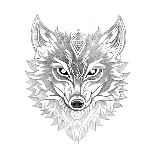 kindred wolf mask tattoo design idea