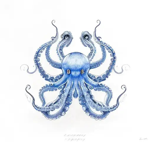 blue ring octopus  tattoo design idea