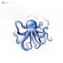 blue ring octopus  tattoo design idea