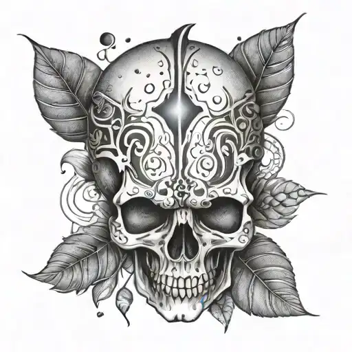 A skull tattoo design with a twist, using dotwork to create a unique and edgy look tattoo design idea