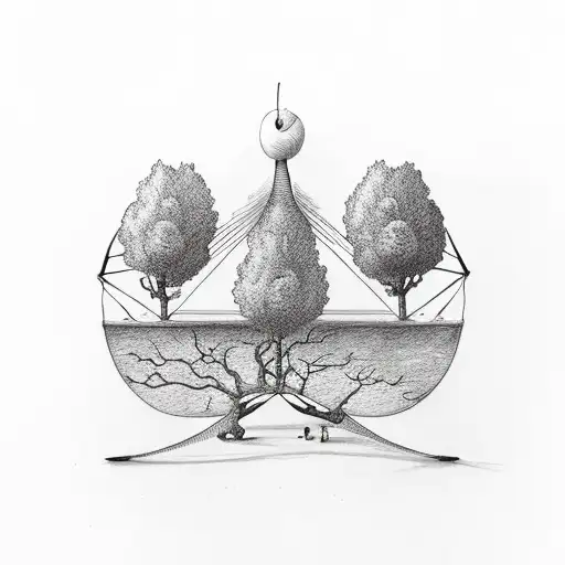 Apple tree, grandfather and girl, hammock tattoo design idea