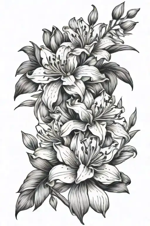 black and white oleander flowers wrapping tattoo design idea