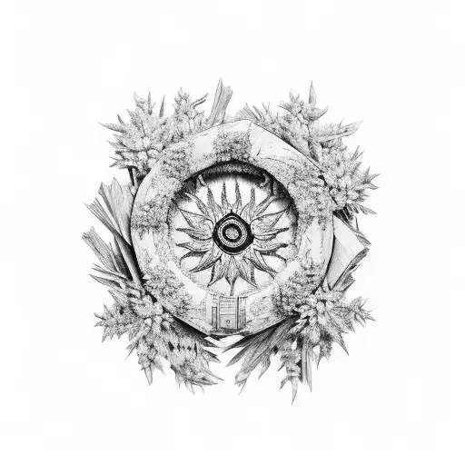 mountain and underneath a wreath of edelweiss  tattoo design idea