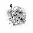 mountain with edelweiss underneath tattoo design idea